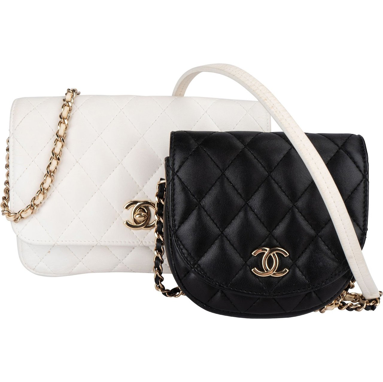 Chanel Chanel Quilted Lambskin Side Packs Single Flap Adjustable Duo Crossbody Bag Wit