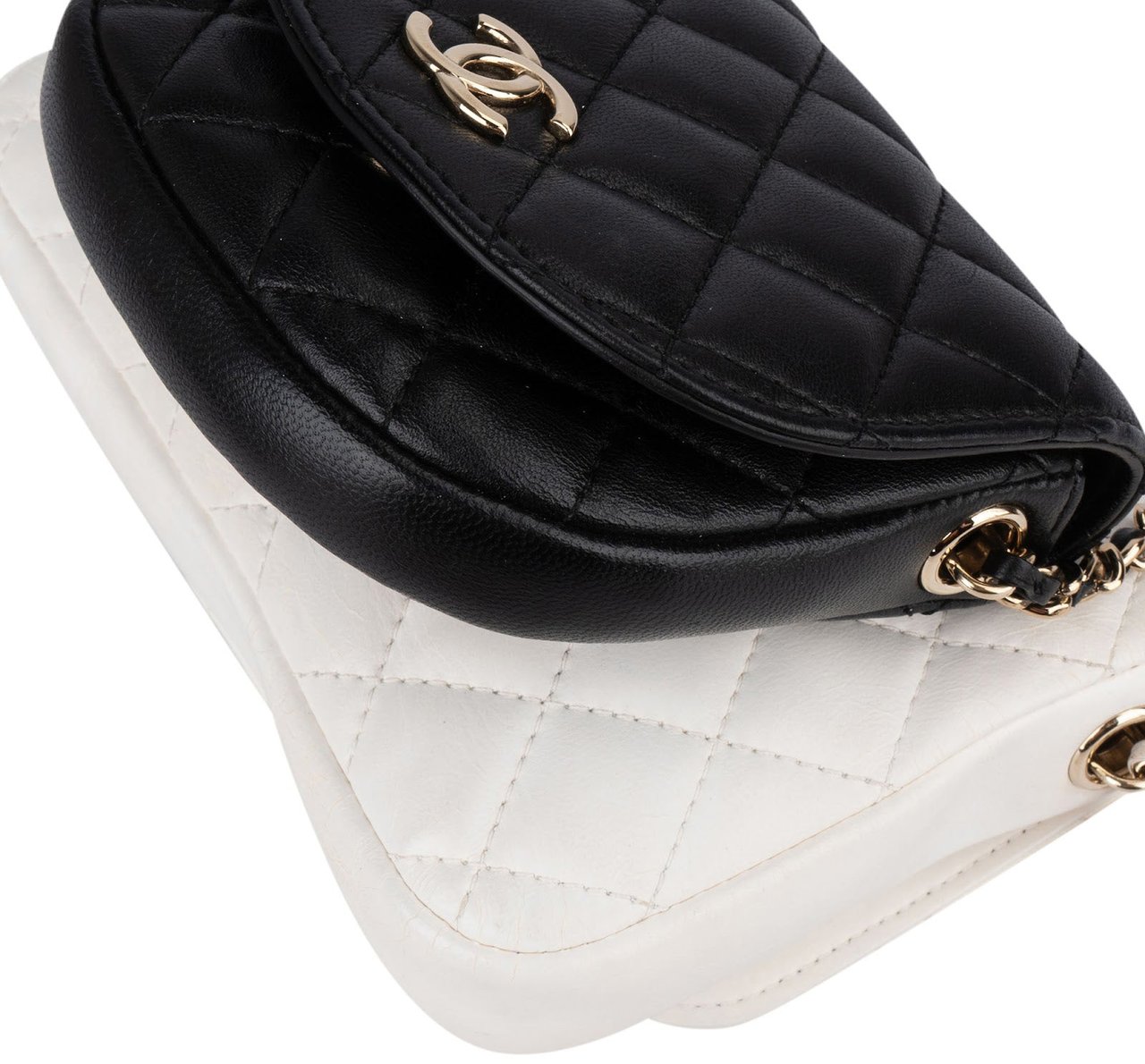 Chanel Chanel Quilted Lambskin Side Packs Single Flap Adjustable Duo Crossbody Bag Wit