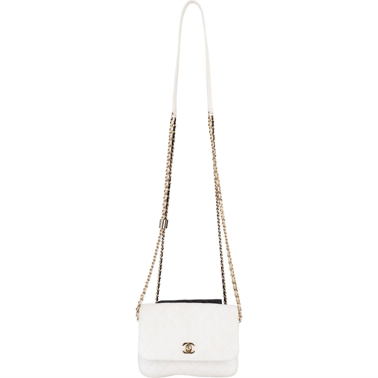 Chanel Chanel Quilted Lambskin Side Packs Single Flap Adjustable Duo Crossbody Bag Wit