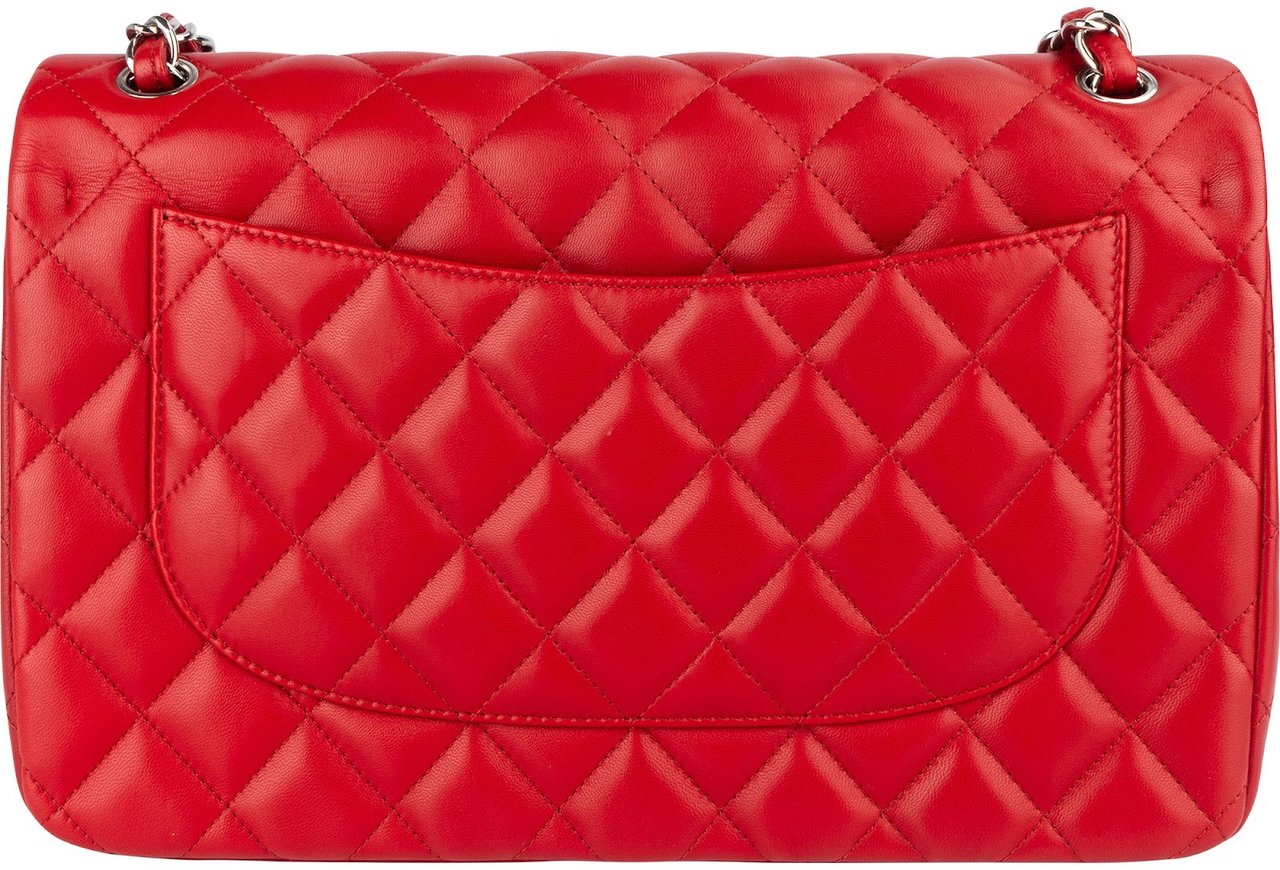 Chanel Chanel Quilted Lambskin Jumbo Double Flap Crossbody Bag Rood