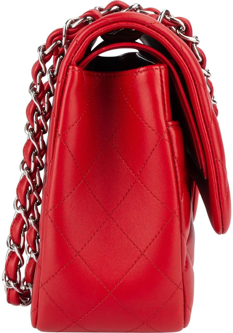 Chanel Chanel Quilted Lambskin Jumbo Double Flap Crossbody Bag Rood