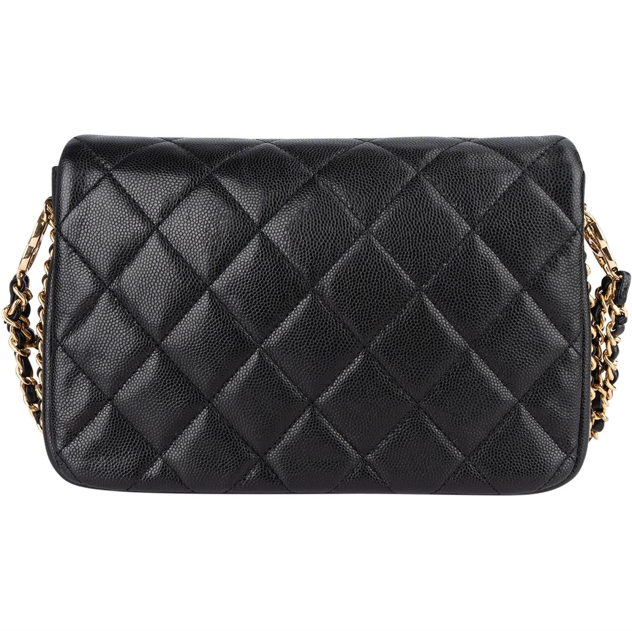 Chanel Chanel Quilted Caviar Leather Single Flap Crossbody Bag Zwart