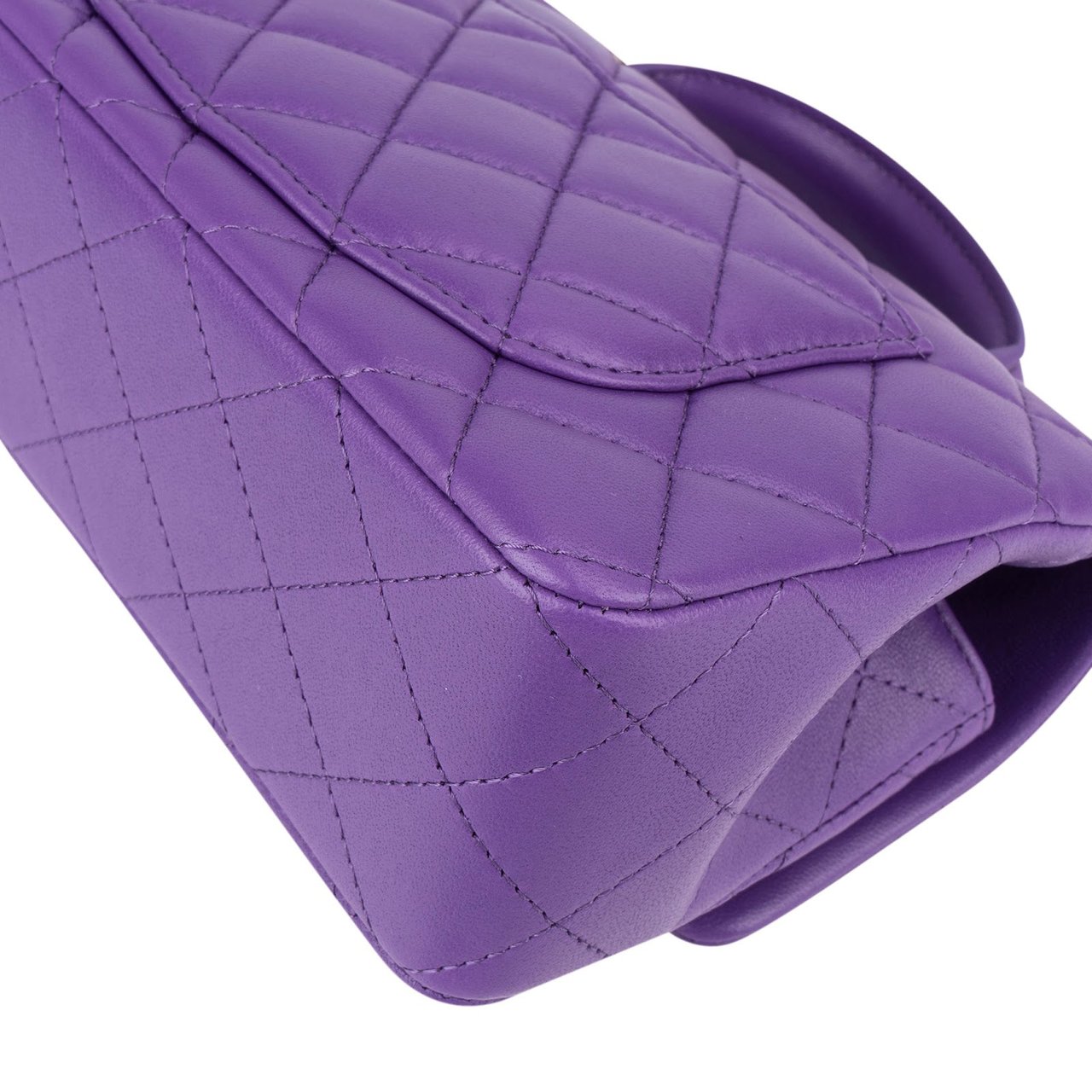 Chanel Chanel Quilted Lambskin Mini Top Handle Single Flap Crossbody Bag Paars