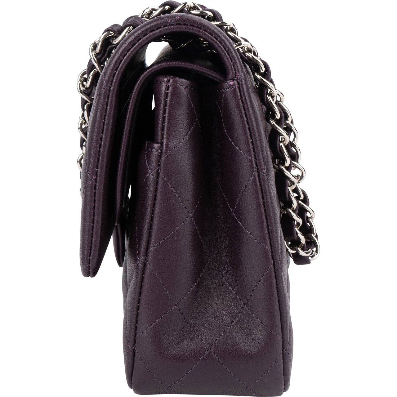 Chanel Chanel Quilted Lambskin Medium Double Flap Crossbody Bag Paars