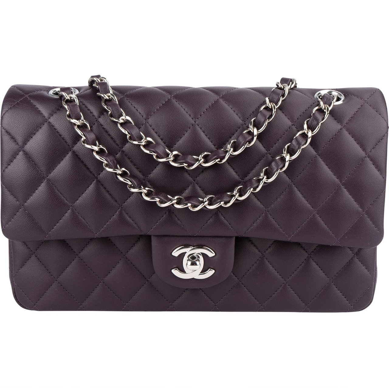 Chanel Chanel Quilted Lambskin Medium Double Flap Crossbody Bag Paars