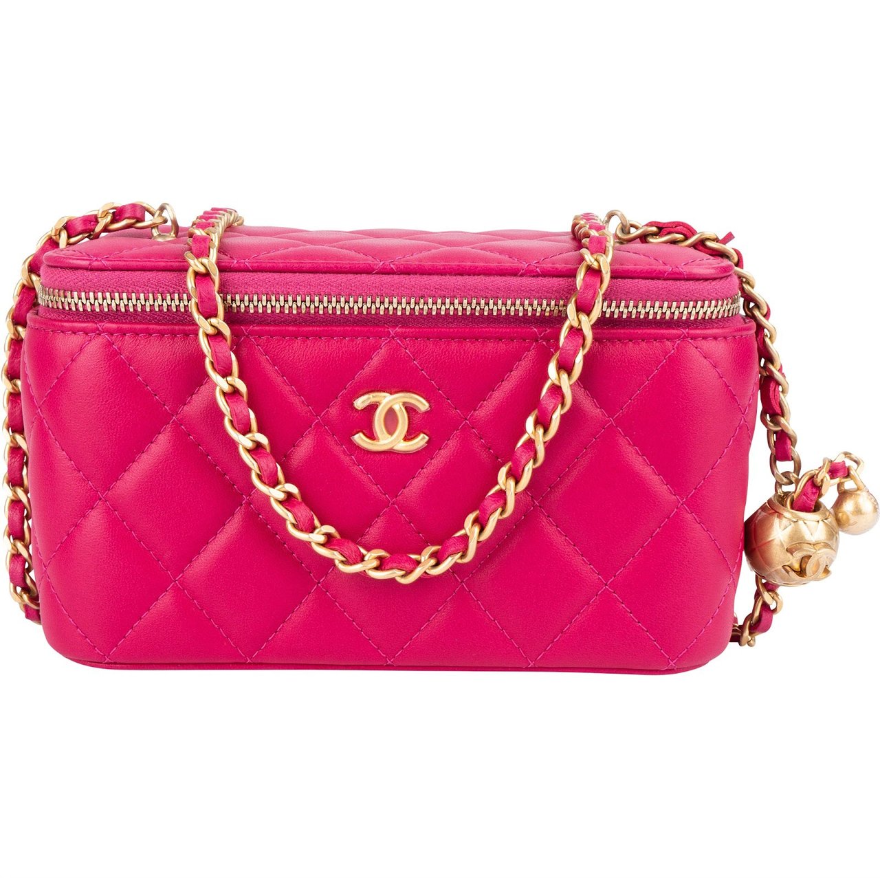 Chanel Chanel Quilted Lambskin CC Vanity Adjustable Crossbody Bag Rood