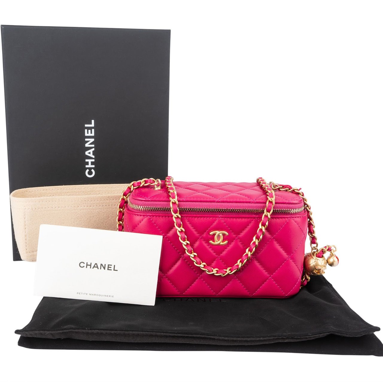 Chanel Chanel Quilted Lambskin CC Vanity Adjustable Crossbody Bag Rood