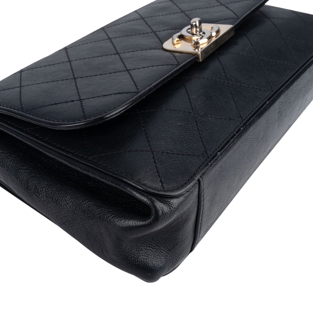 Chanel Chanel Stitching Leather CC Boy Single Flap Crossbody Bag Zwart