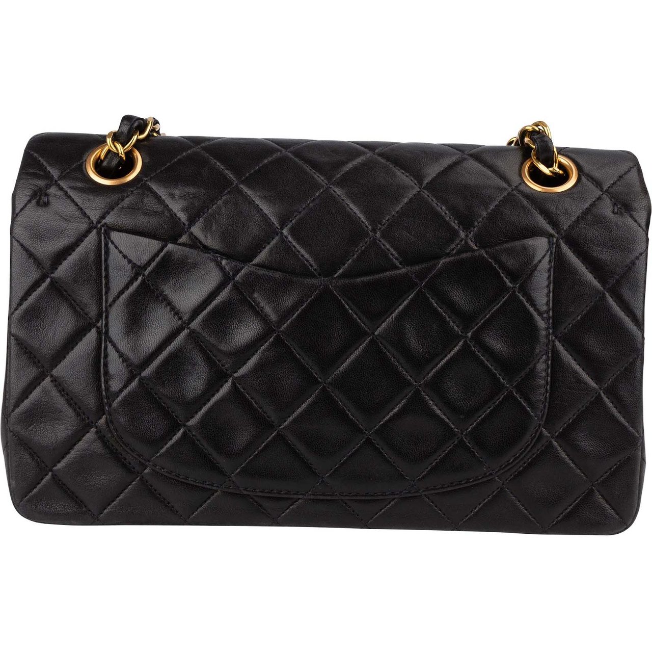 Chanel Chanel Quilted Lambskin 24K Gold Small Double Flap Crossbody Bag Zwart