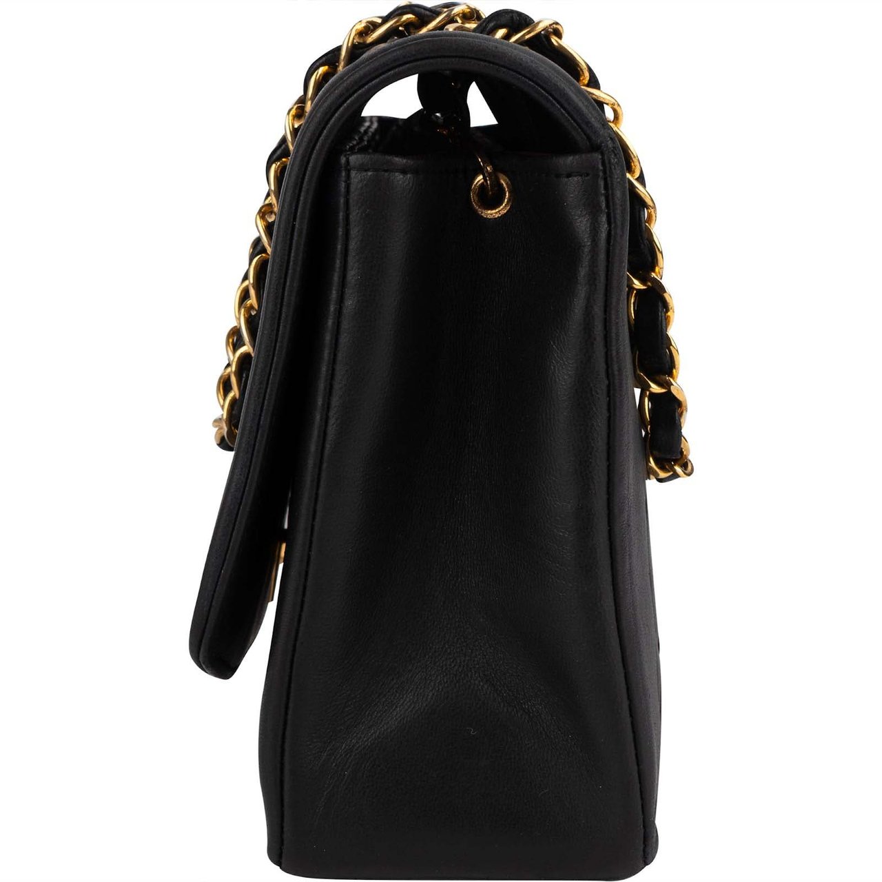 Chanel Chanel Quilted Lambskin 24K Gold Diana Single Flap Crossbody Bag Zwart