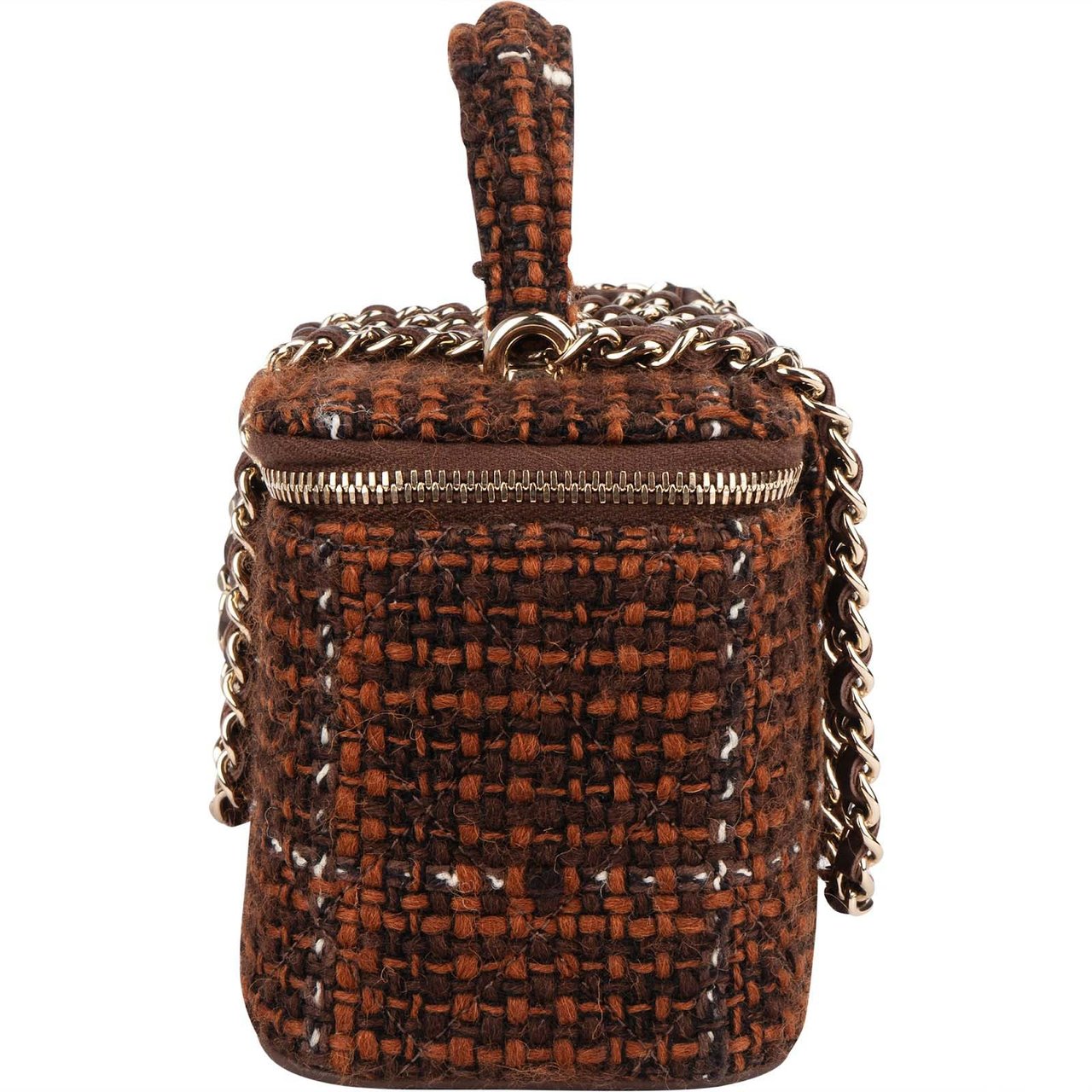 Chanel Chanel Stitching Tweed Vanity Case Crossbody Bag Bruin