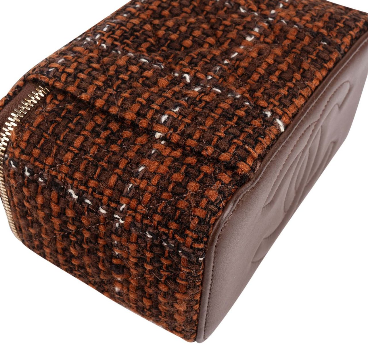 Chanel Chanel Stitching Tweed Vanity Case Crossbody Bag Bruin
