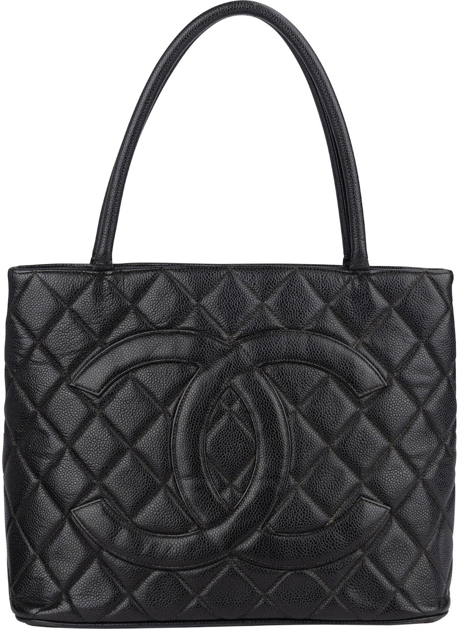 Chanel Chanel Quilted Caviar Leather CC Medallion Handbag Zwart