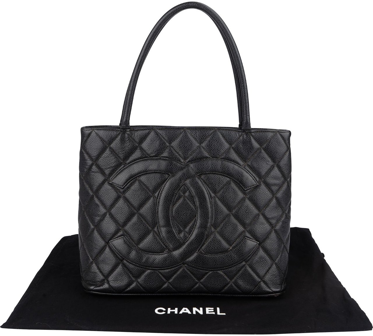 Chanel Chanel Quilted Caviar Leather CC Medallion Handbag Zwart