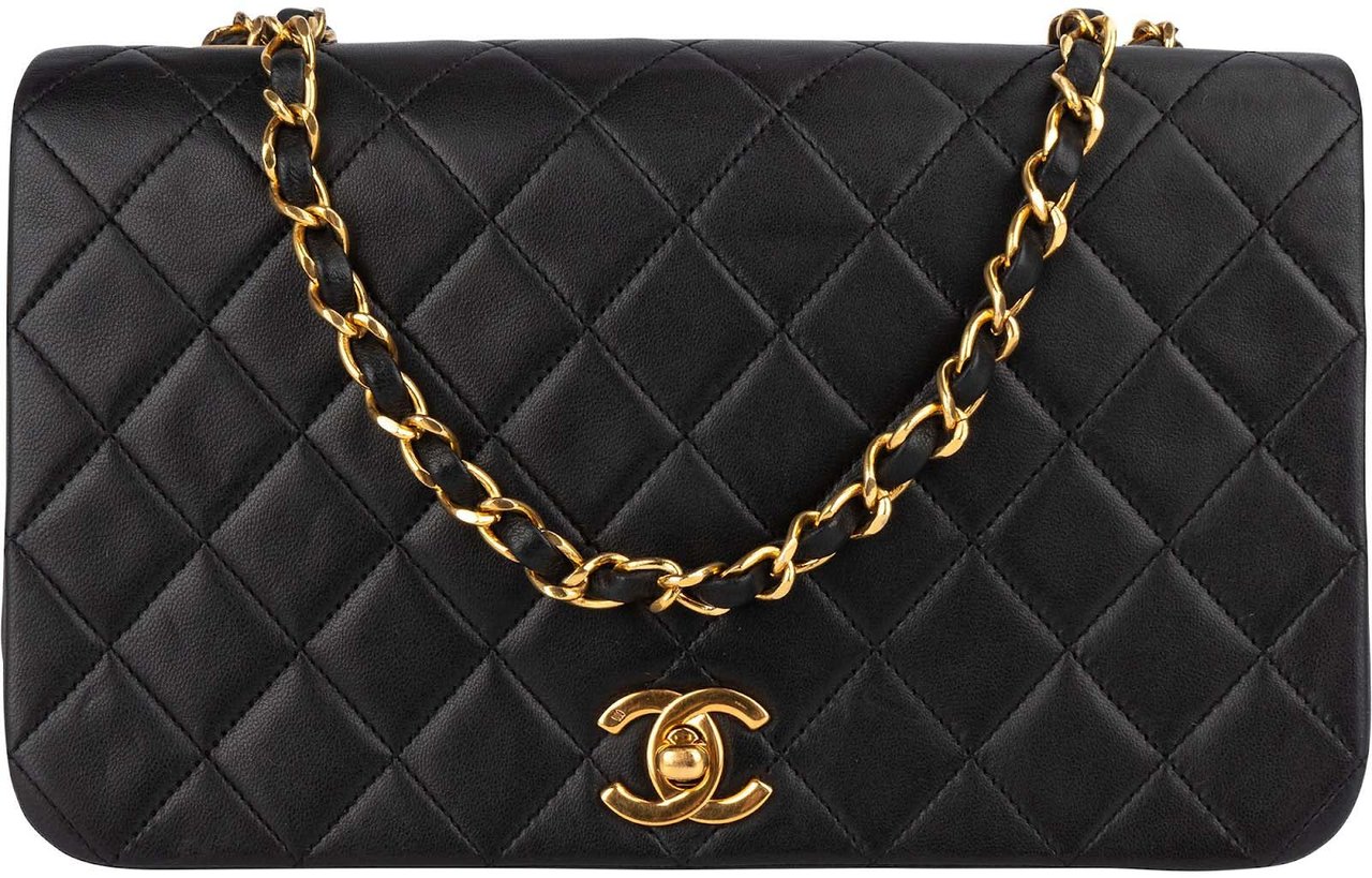 Chanel Chanel Quilted Lambskin 24K Gold Turnlock Single Flap Crossbody Bag Zwart