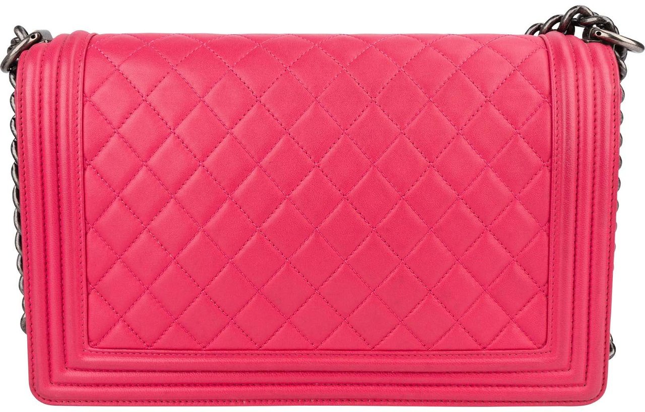 Chanel Chanel Quilted Lambskin CC Boy Single Flap Crossbody Bag Rood