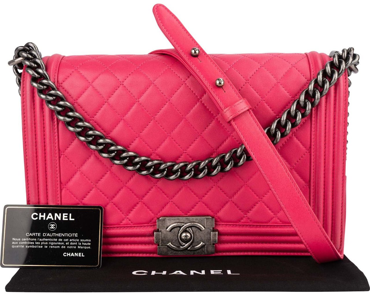 Chanel Chanel Quilted Lambskin CC Boy Single Flap Crossbody Bag Rood
