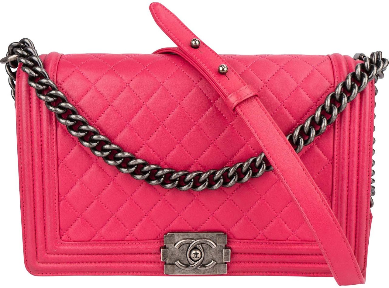 Chanel Chanel Quilted Lambskin CC Boy Single Flap Crossbody Bag Rood