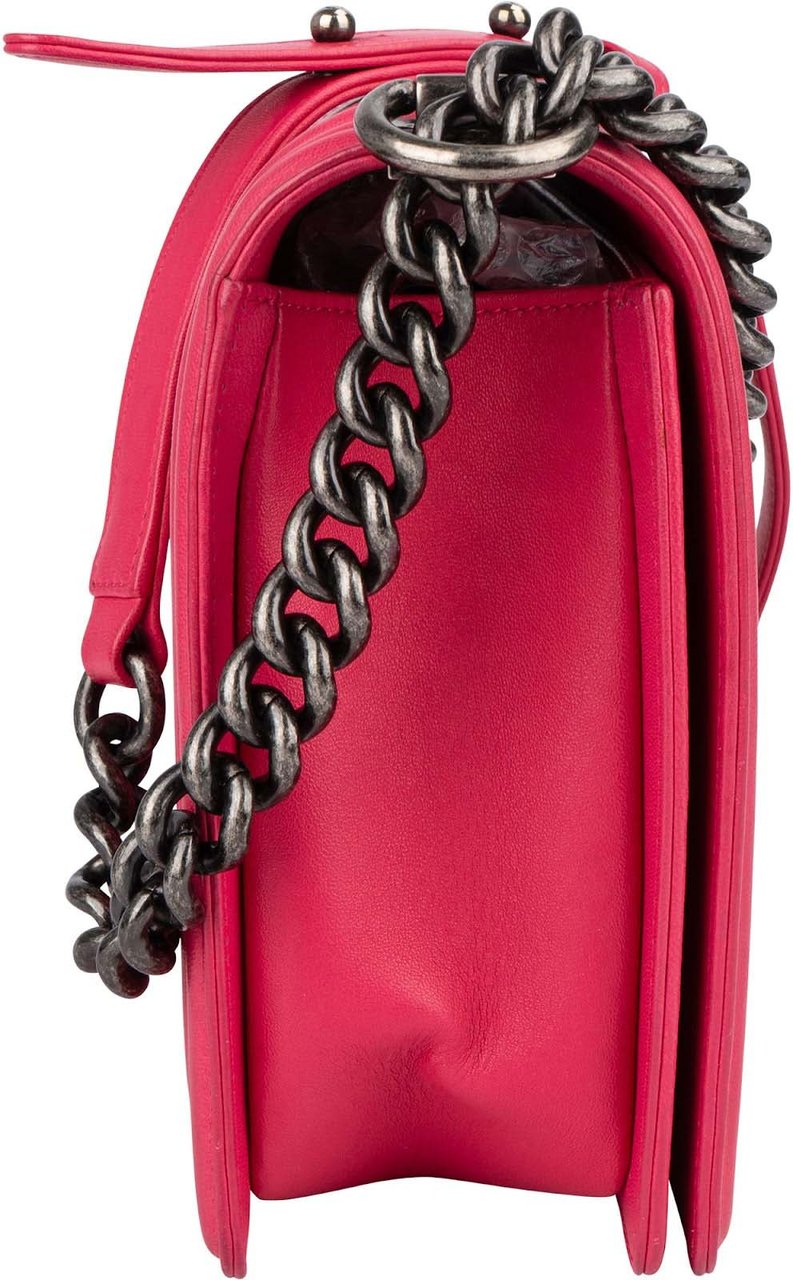 Chanel Chanel Quilted Lambskin CC Boy Single Flap Crossbody Bag Rood