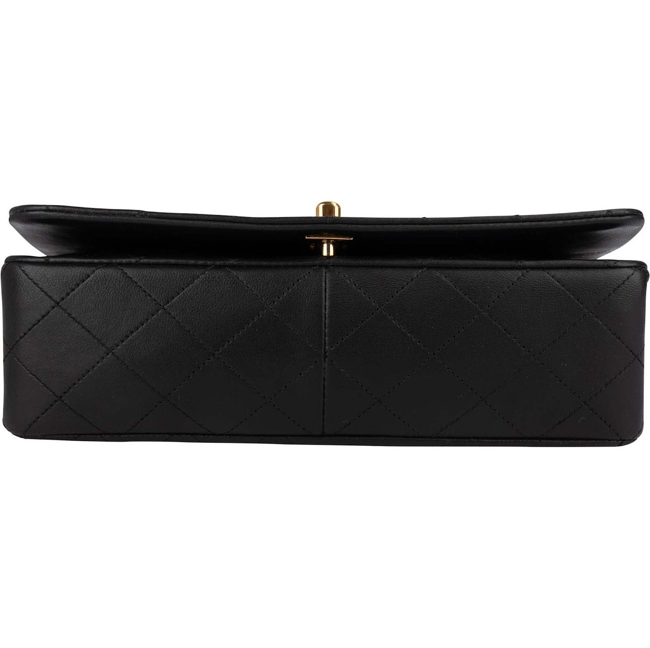 Chanel Chanel Quilted Lambskin 24K Gold Turnlock Single Flap Crossbody Bag Zwart