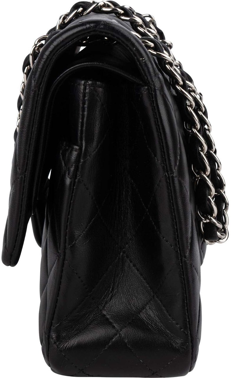 Chanel Chanel Quilted Lambskin Medium Double Flap Crossbody Bag Zwart