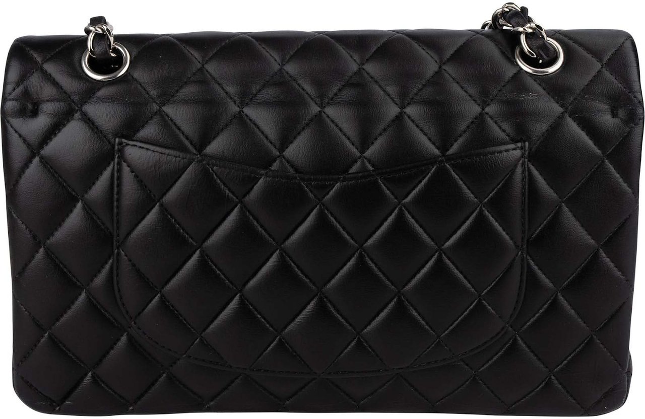Chanel Chanel Quilted Lambskin Medium Double Flap Crossbody Bag Zwart