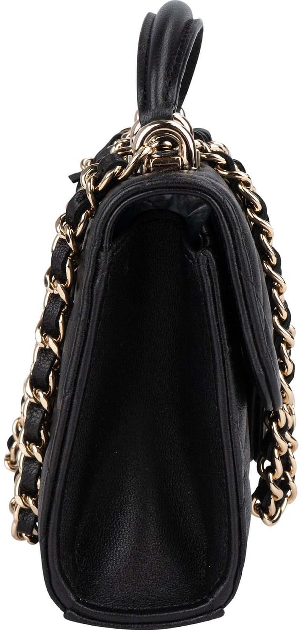 Chanel Chanel Quilted Lambskin Mini Single Flap with Top Handle Crossbody Bag Zwart