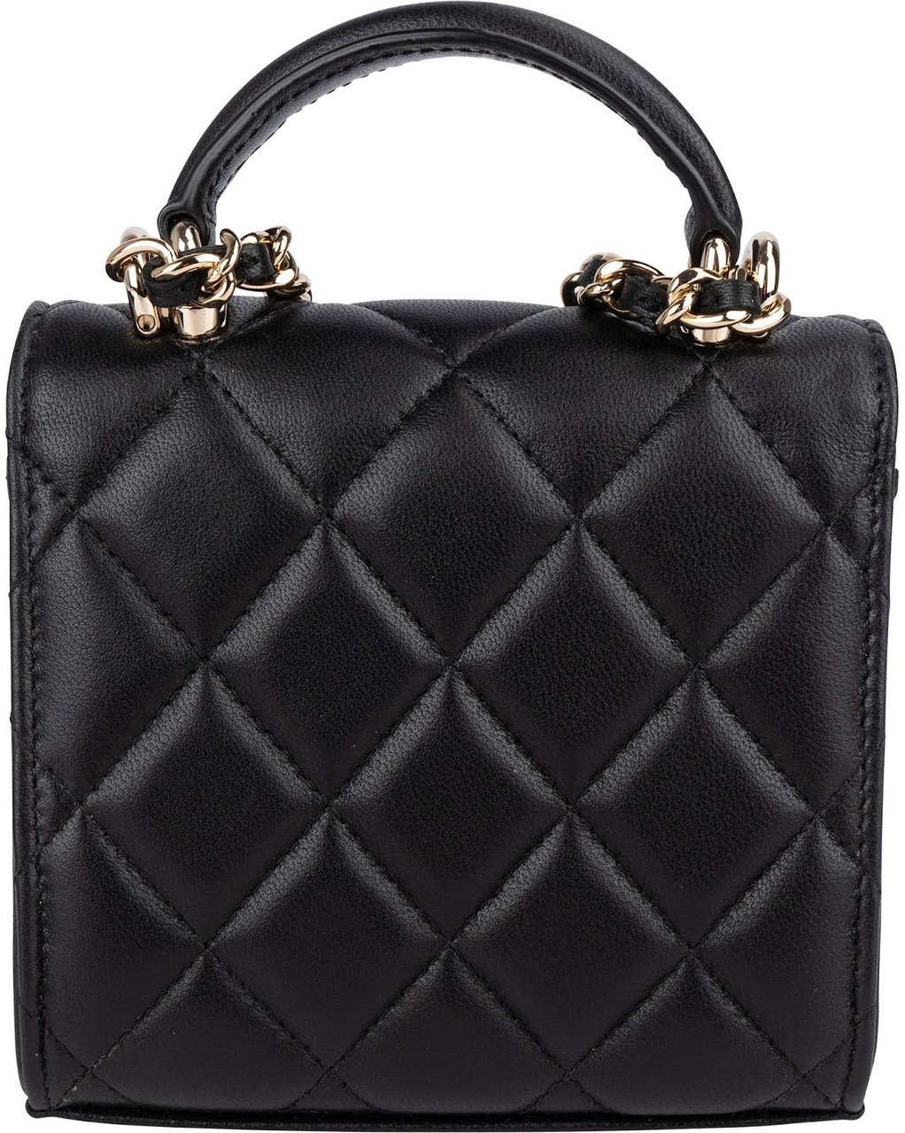 Chanel Chanel Quilted Lambskin Mini Single Flap with Top Handle Crossbody Bag Zwart