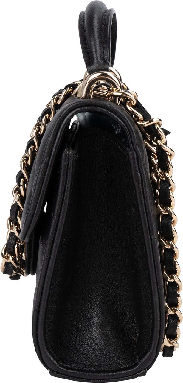 Chanel Chanel Quilted Lambskin Mini Single Flap with Top Handle Crossbody Bag Zwart