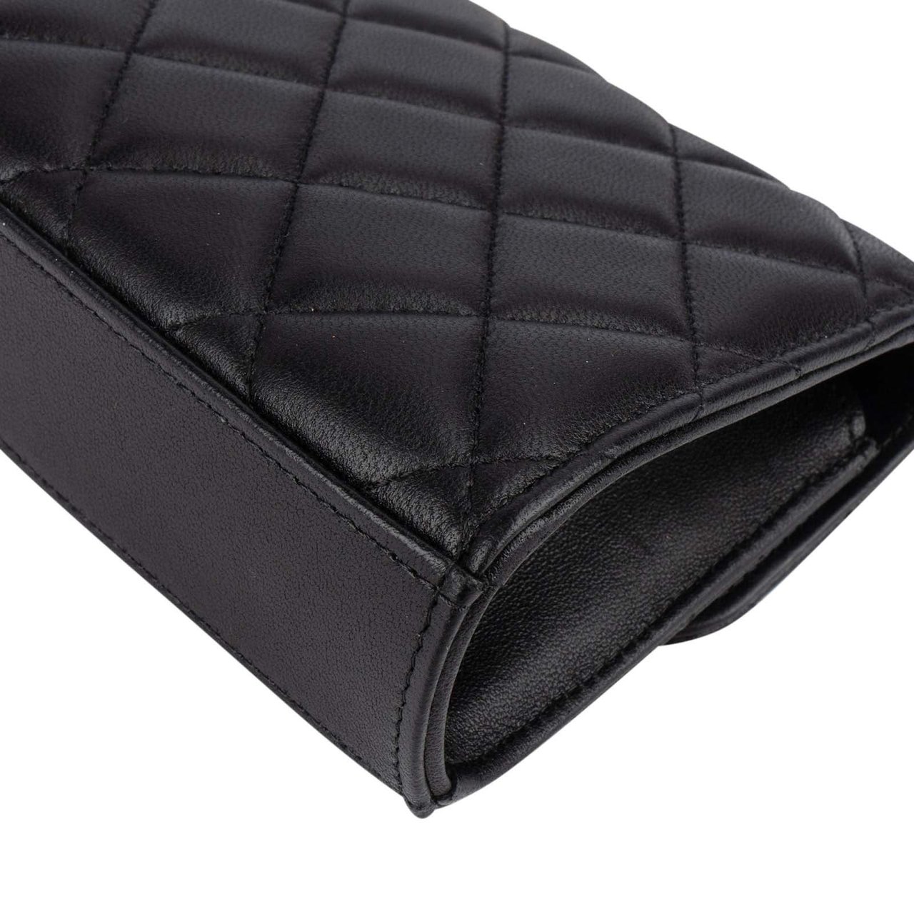 Chanel Chanel Quilted Lambskin Mini Single Flap with Top Handle Crossbody Bag Zwart