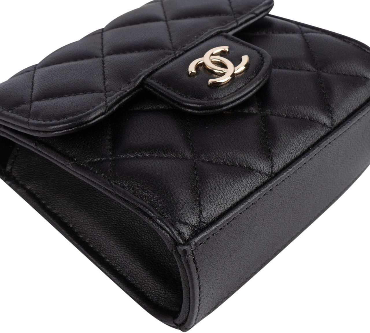 Chanel Quilted Lambskin Mini Single Flap with Top Handle Crossbody Bag Zwart