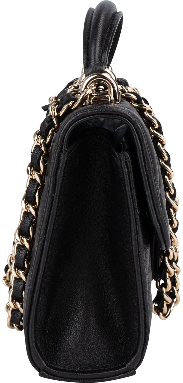 Chanel Quilted Lambskin Mini Single Flap with Top Handle Crossbody Bag Zwart
