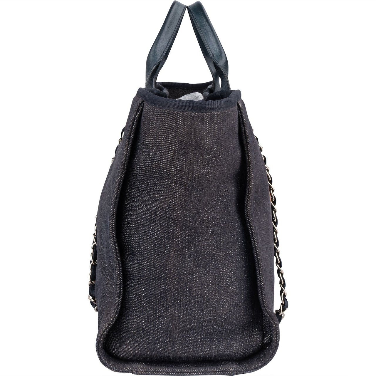 Chanel Denim Deauville Tote Shoulder Bag Blauw