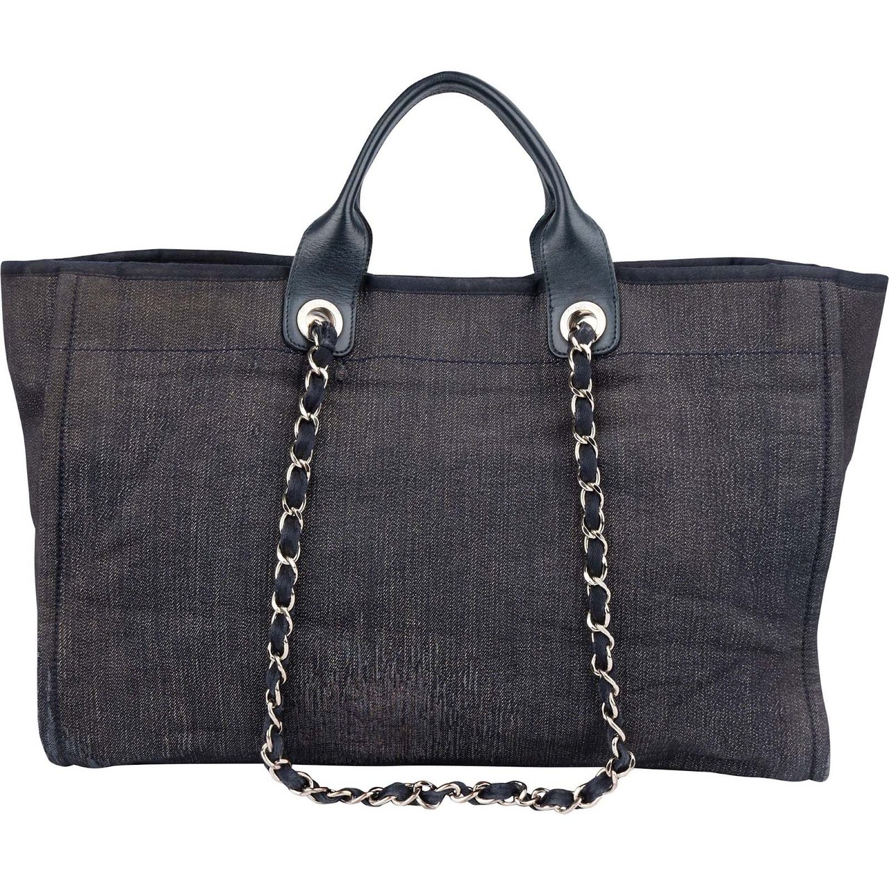 Chanel Chanel Denim Deauville Tote Shoulder Bag Blauw