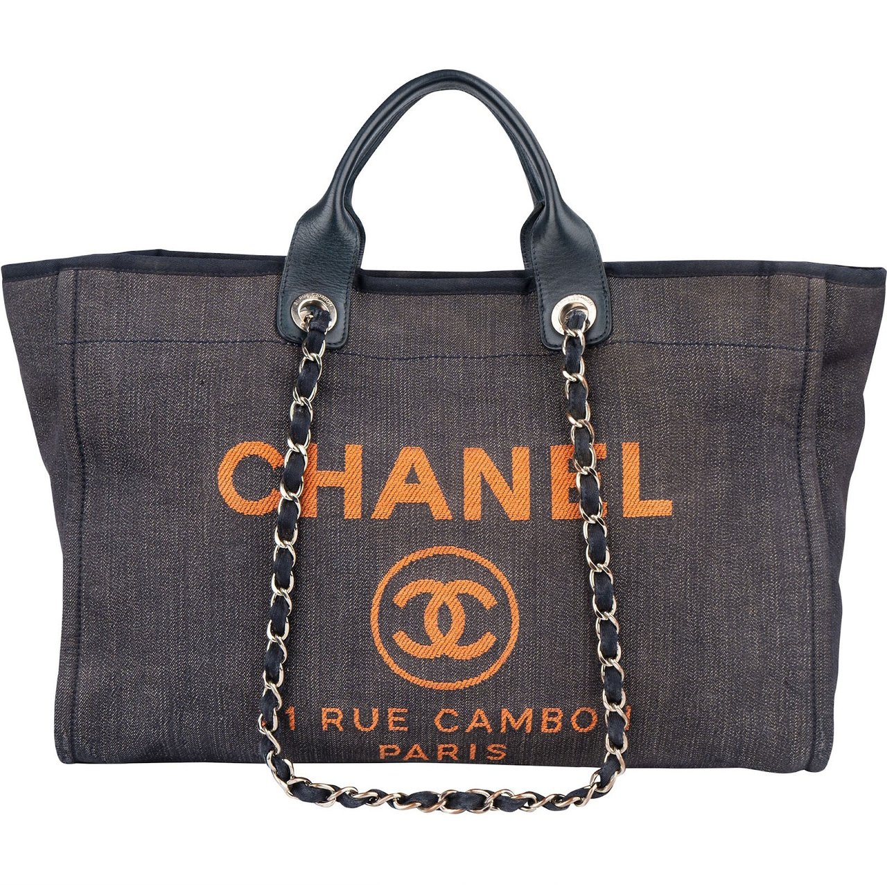 Chanel Denim Deauville Tote Shoulder Bag Blauw