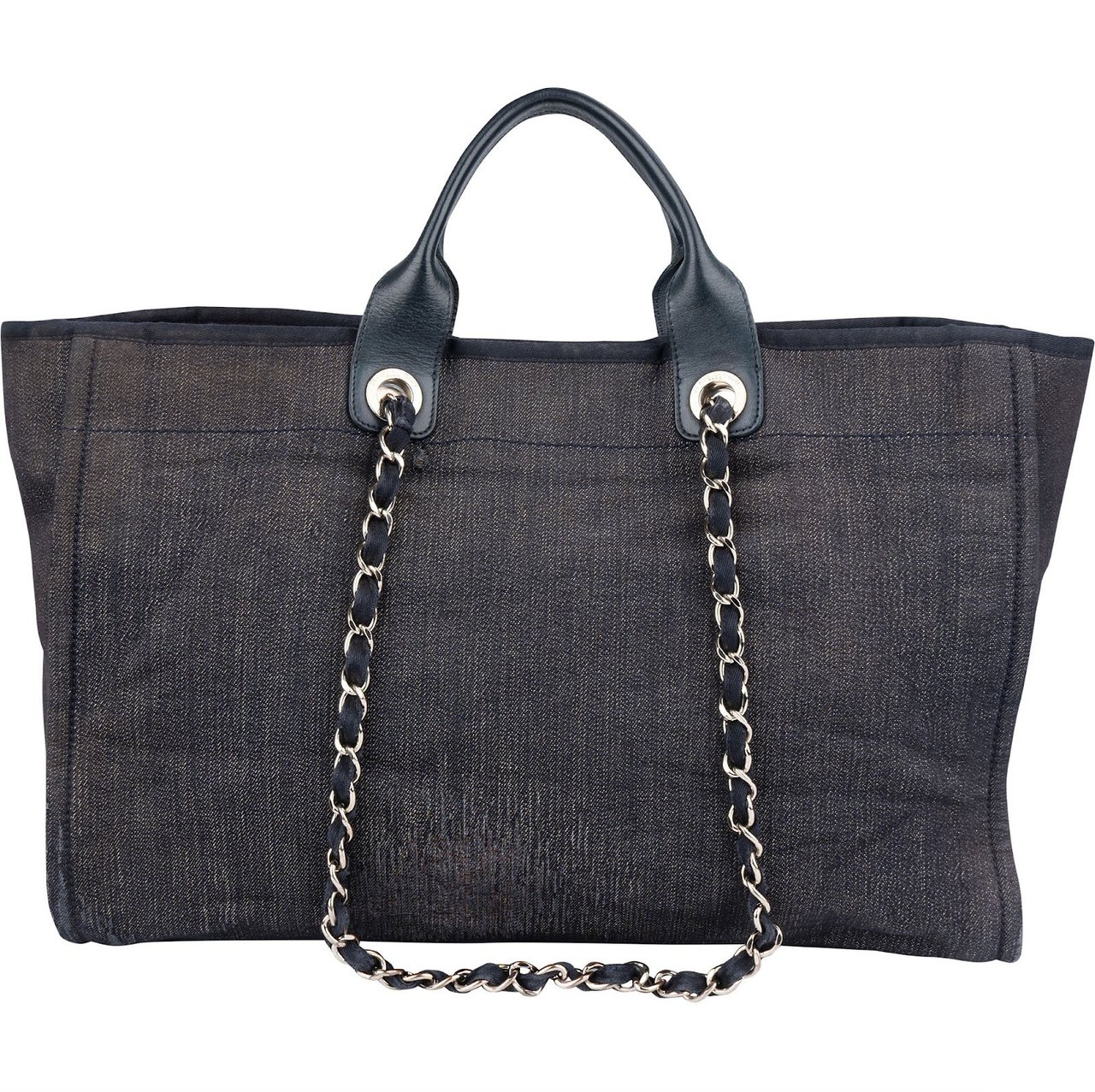 Chanel Denim Deauville Tote Shoulder Bag Blauw