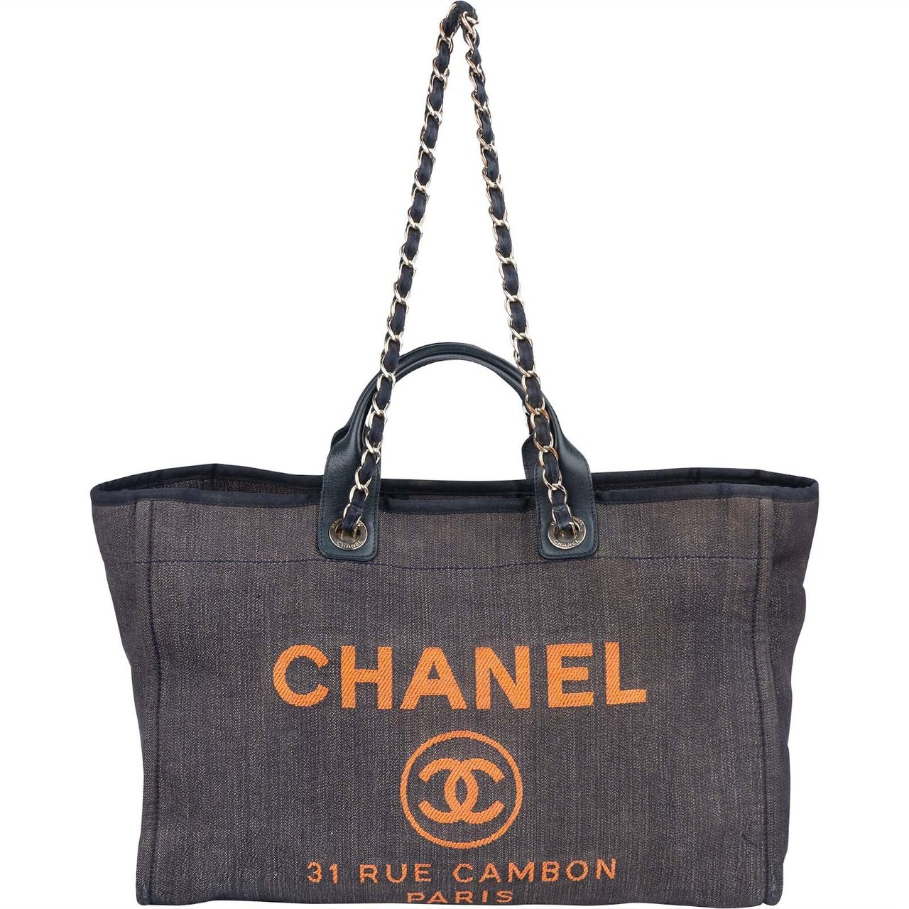 Chanel Chanel Denim Deauville Tote Shoulder Bag Blauw