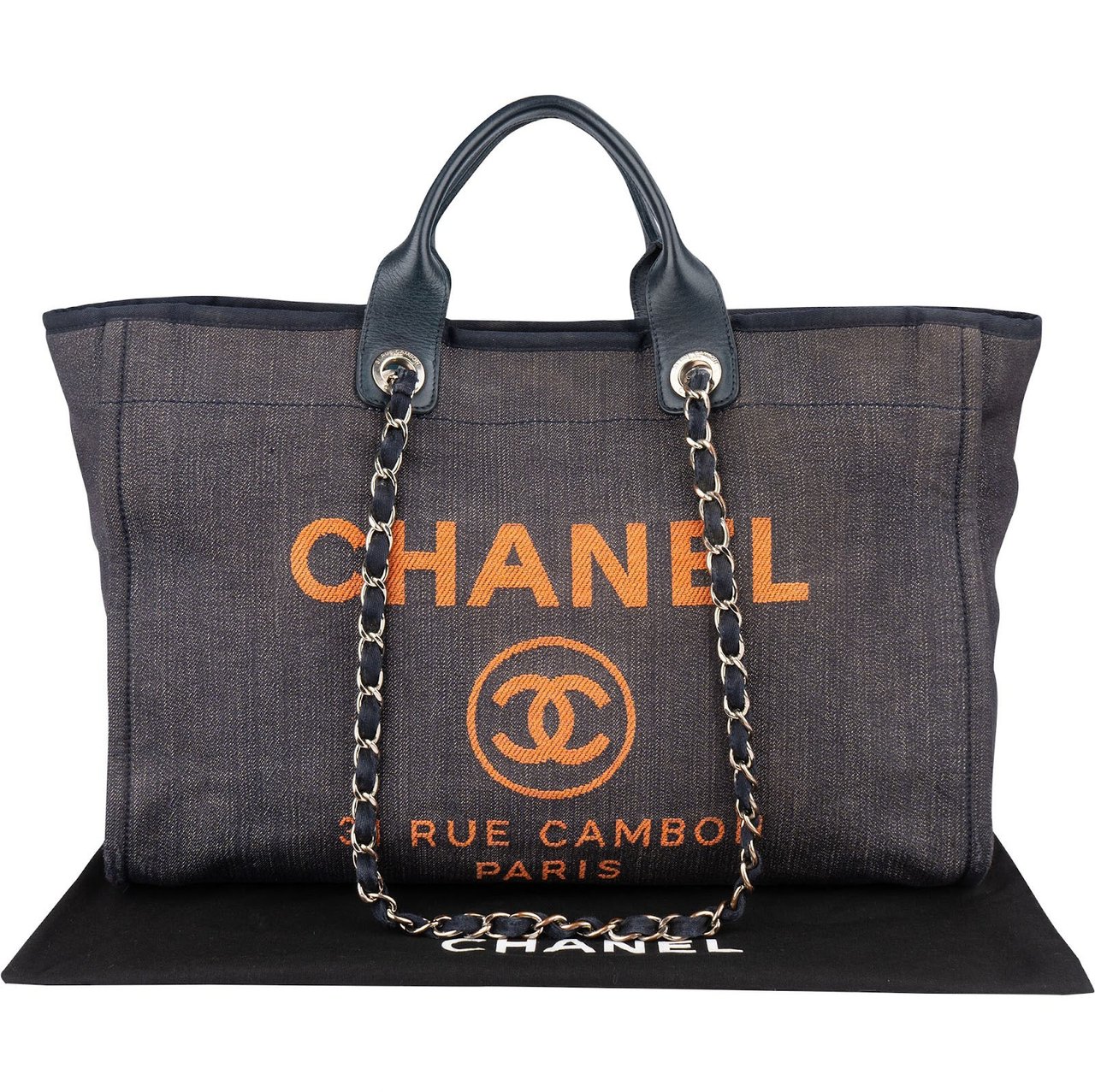Chanel Denim Deauville Tote Shoulder Bag Blauw