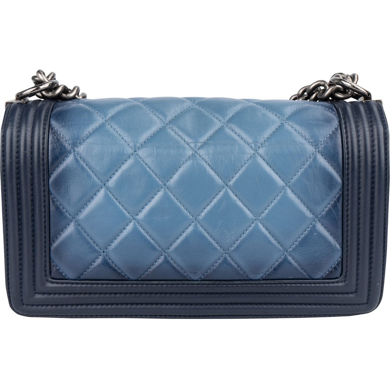 Chanel Chanel Quilted Lambskin Boy Single Flap Crossbody Bag Blauw