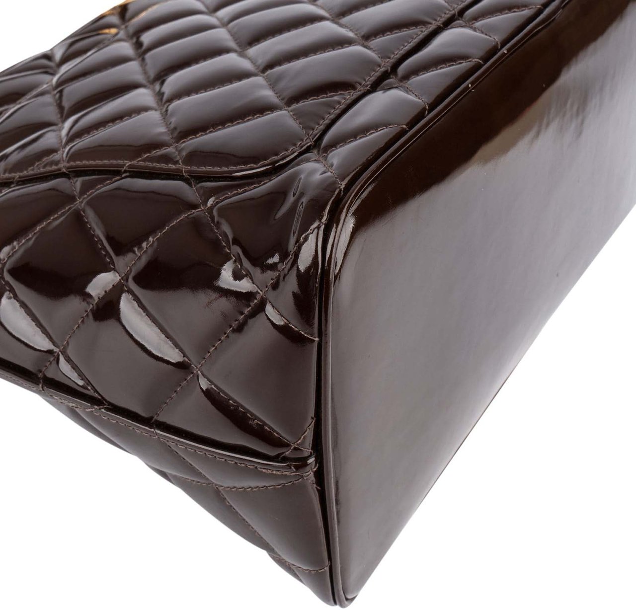 Chanel Chanel Quilted Patent Leather CC Medallion Handbag Bruin