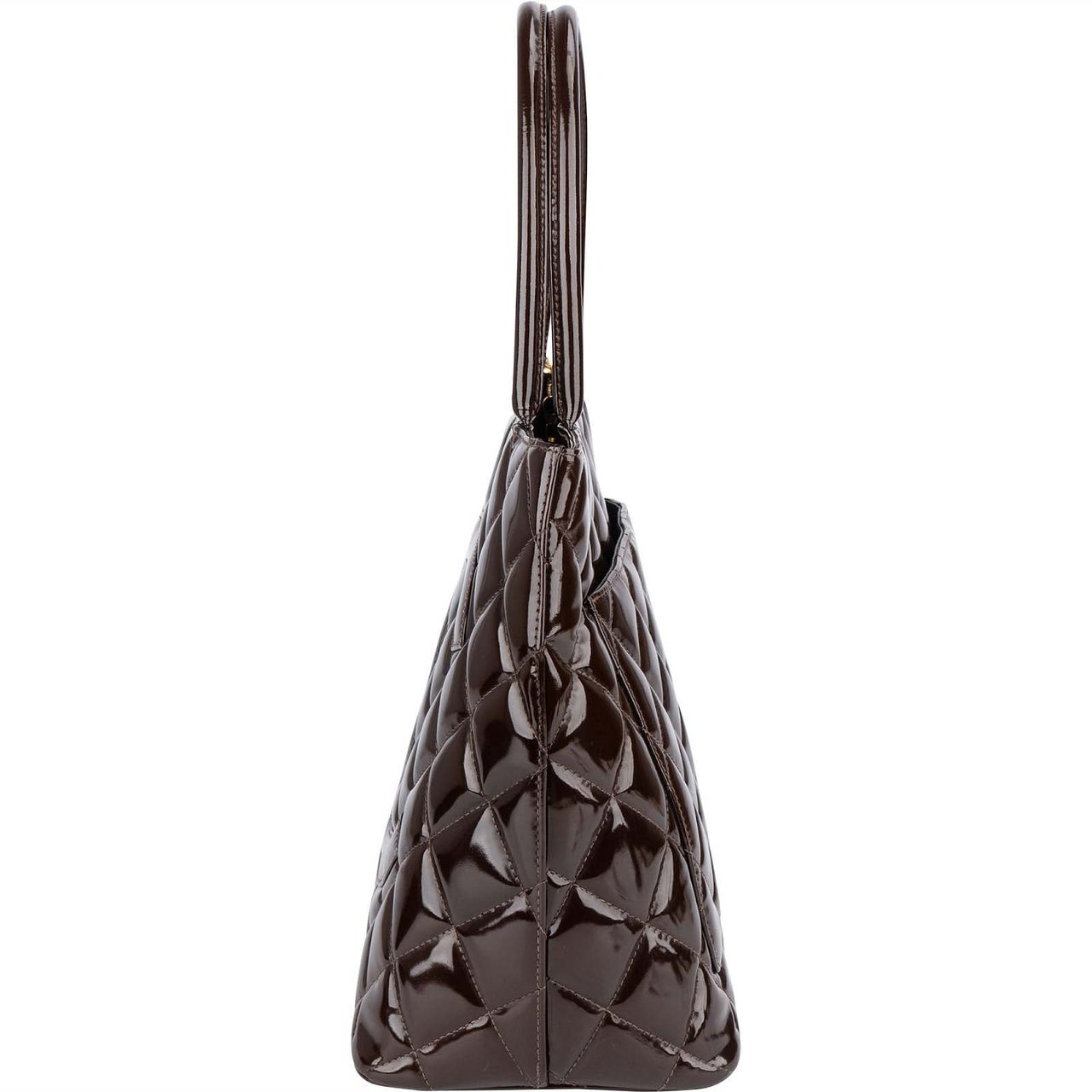 Chanel Chanel Quilted Patent Leather CC Medallion Handbag Bruin