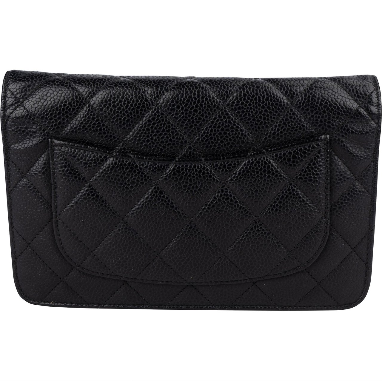 Chanel Quilted Caviar Leather Wallet On Chain Crossbody Bag Zwart