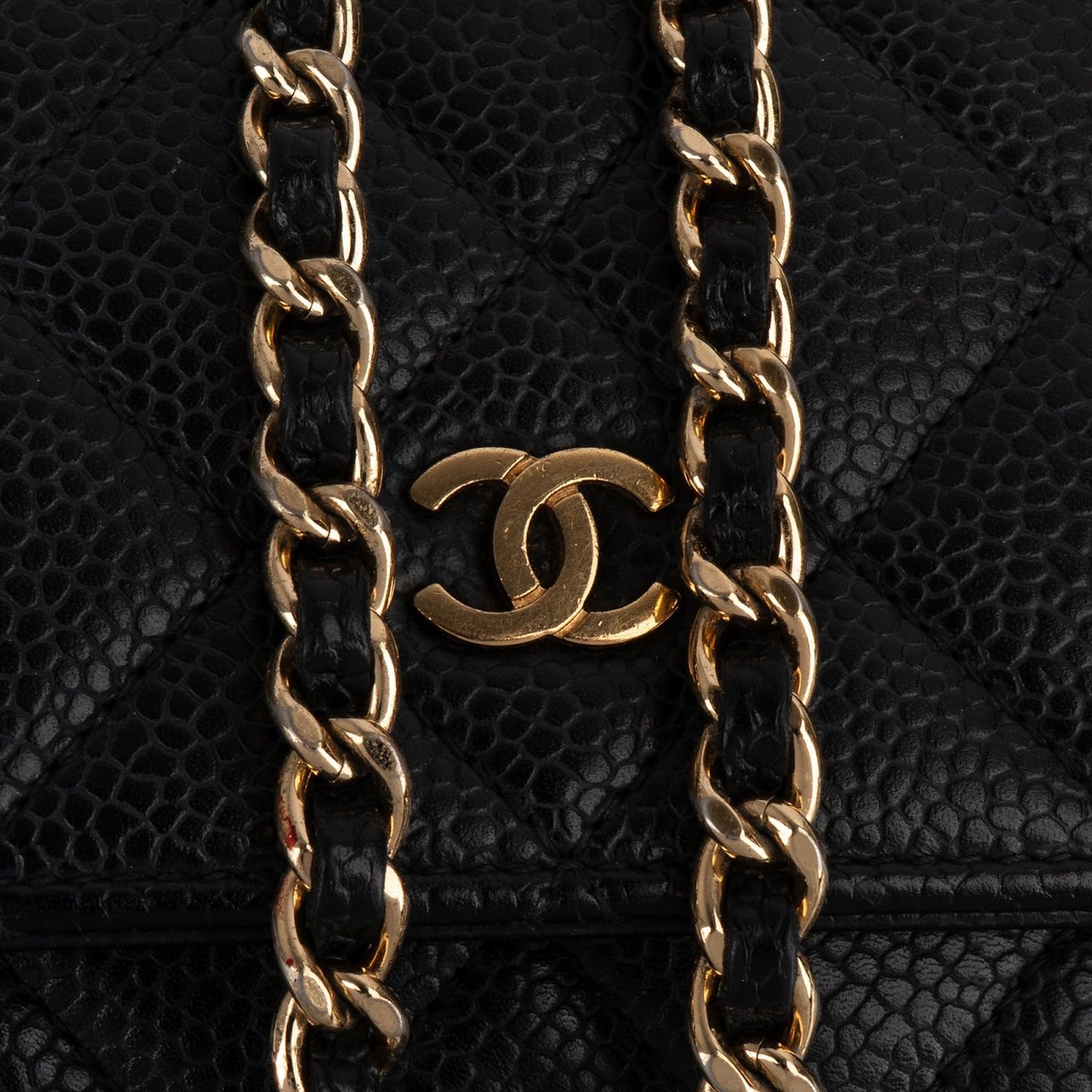 Chanel Quilted Caviar Leather Wallet On Chain Crossbody Bag Zwart