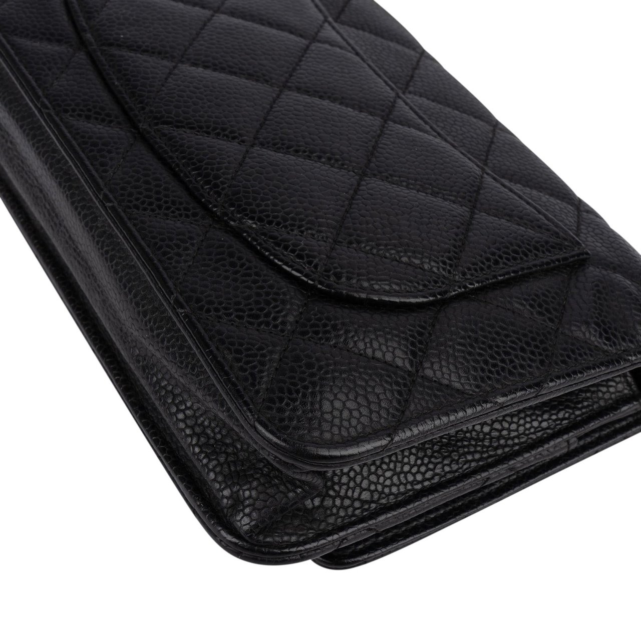 Chanel Quilted Caviar Leather Wallet On Chain Crossbody Bag Zwart