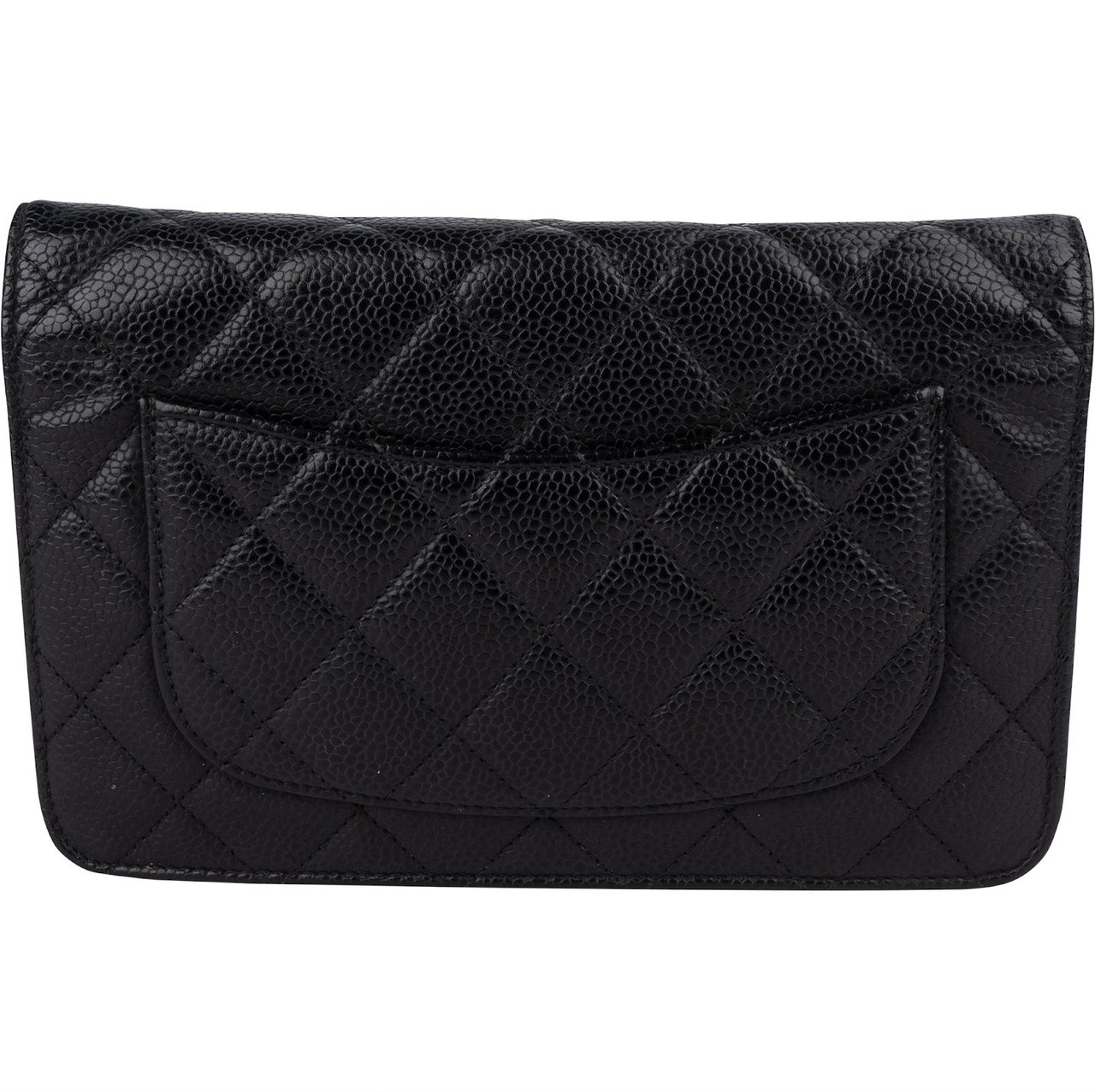 Chanel Quilted Caviar Leather Wallet On Chain Crossbody Bag Zwart