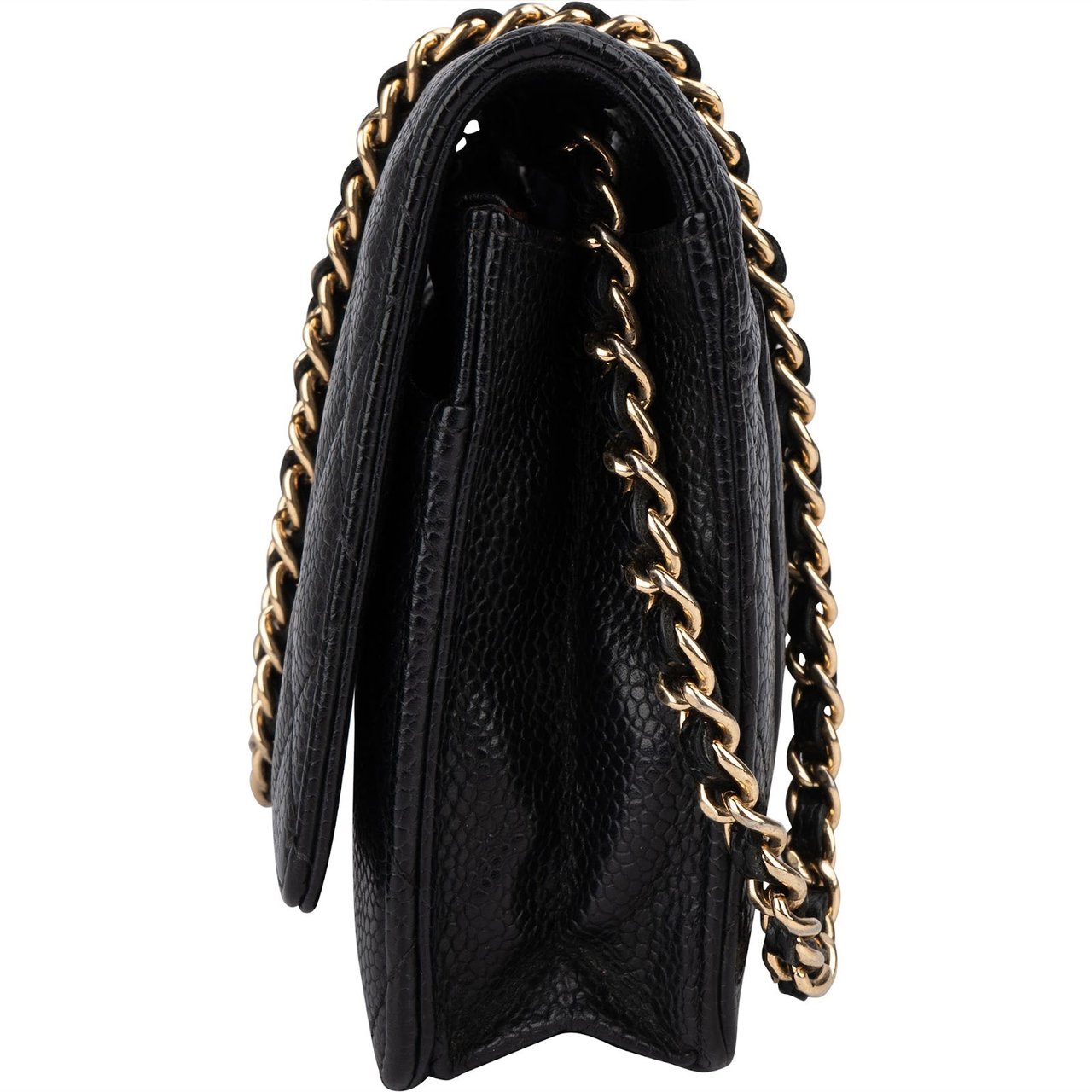 Chanel Quilted Caviar Leather Wallet On Chain Crossbody Bag Zwart
