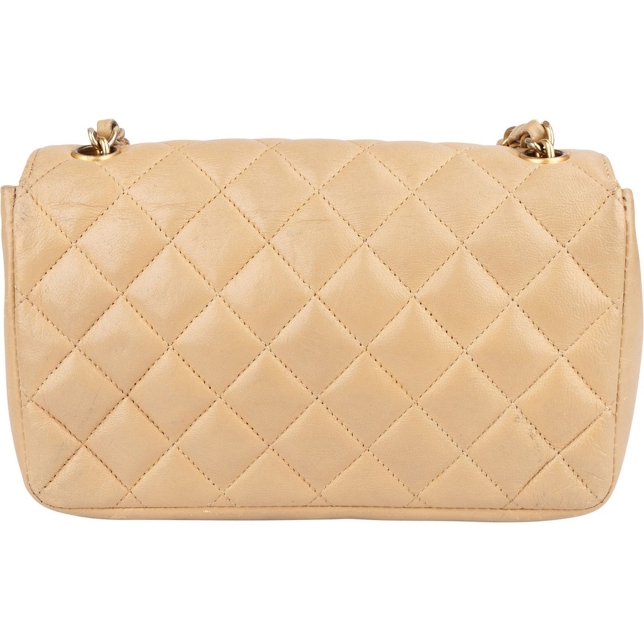 Chanel Chanel Quilted Lambskin 24K Gold Small Single Flap Crossbody Bag Beige