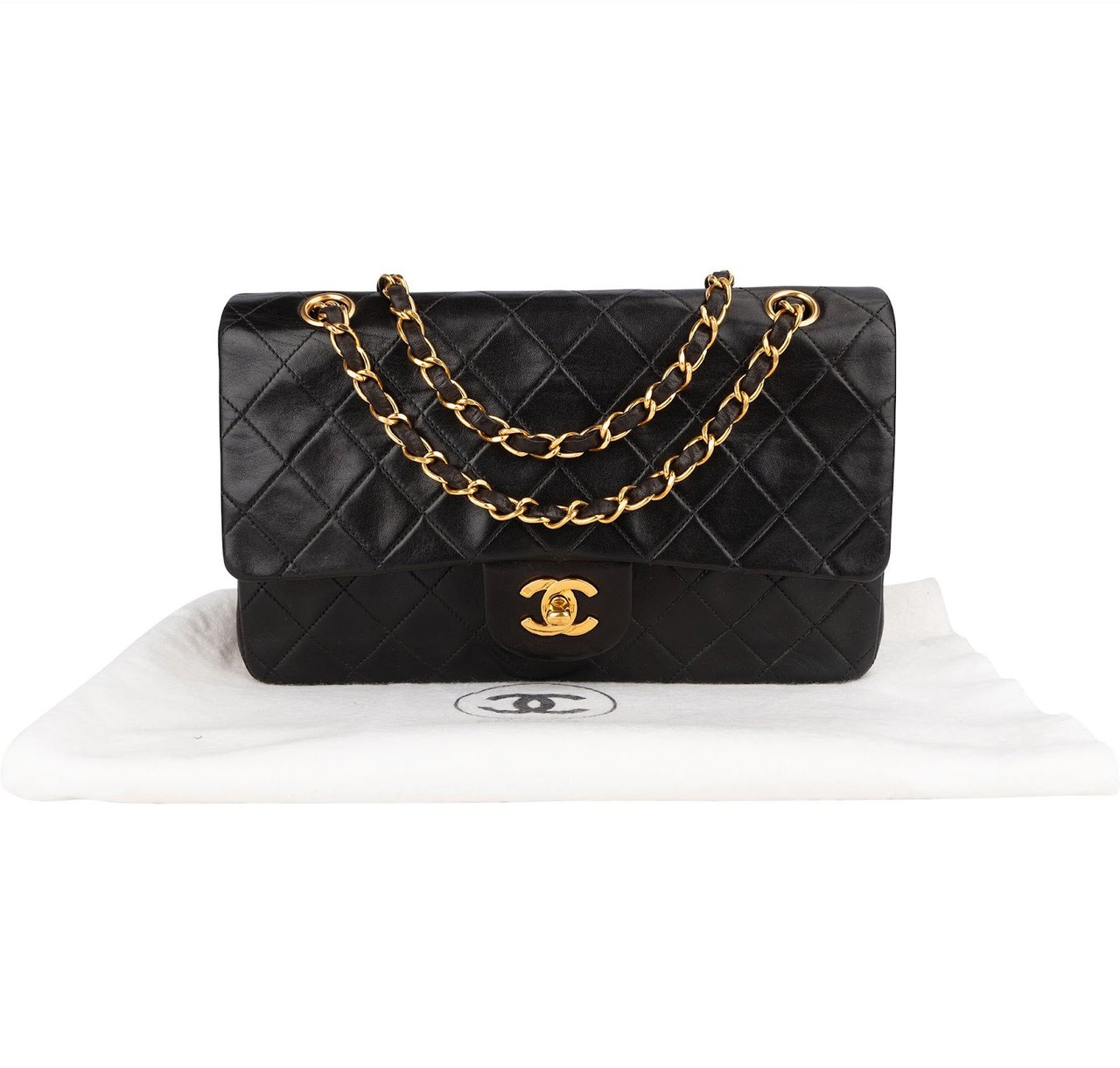 Chanel Chanel Quilted Lambskin 24K Gold Medium Double Flap Crossbody Bag Bruin
