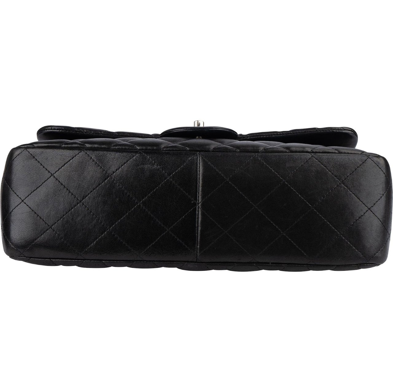 Chanel Chanel Quilted Lambskin Jumbo Double Flap Crossbody Bag Zwart