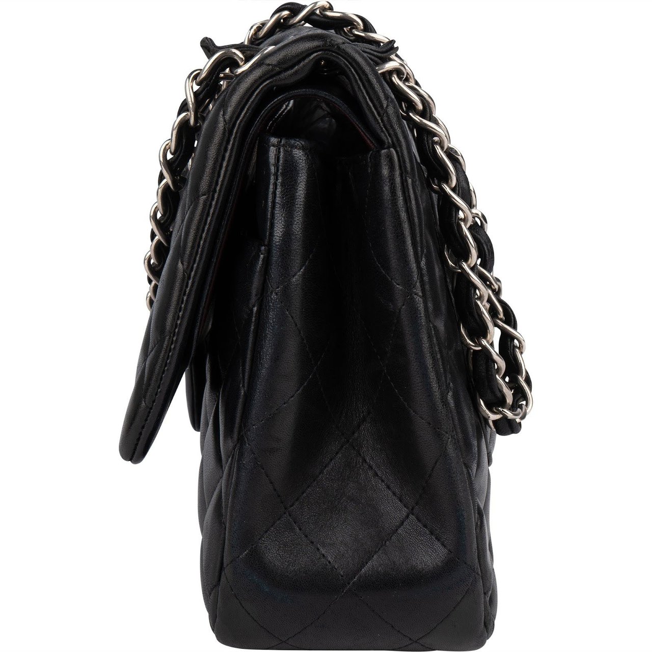 Chanel Chanel Quilted Lambskin Jumbo Double Flap Crossbody Bag Zwart